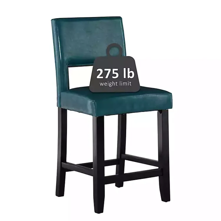 Bar Stools & Counter Height Stools-Kirklands Home Blakely Seat Counter Stool with Black Base Blue