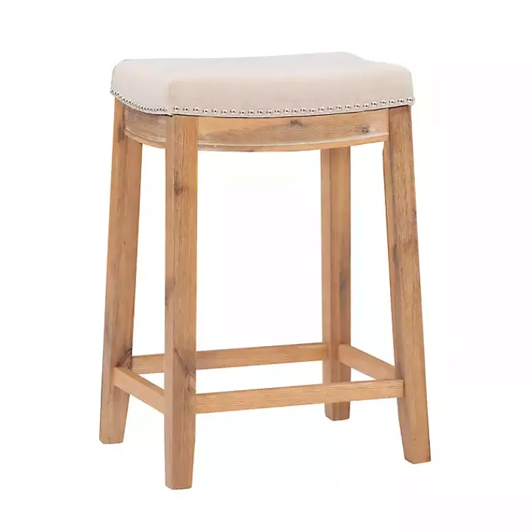 Bar Stools & Counter Height Stools-Kirklands Home Riverdale Acacia Wood Counter Stool White