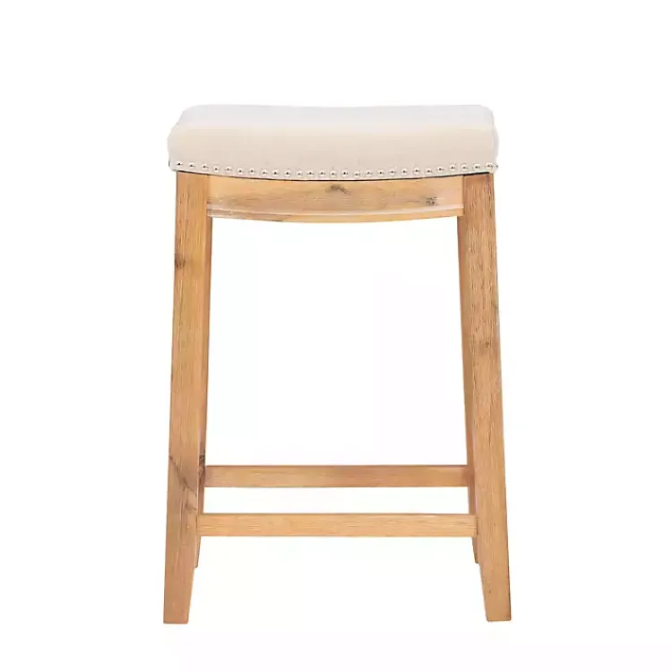 Bar Stools & Counter Height Stools-Kirklands Home Riverdale Acacia Wood Counter Stool White