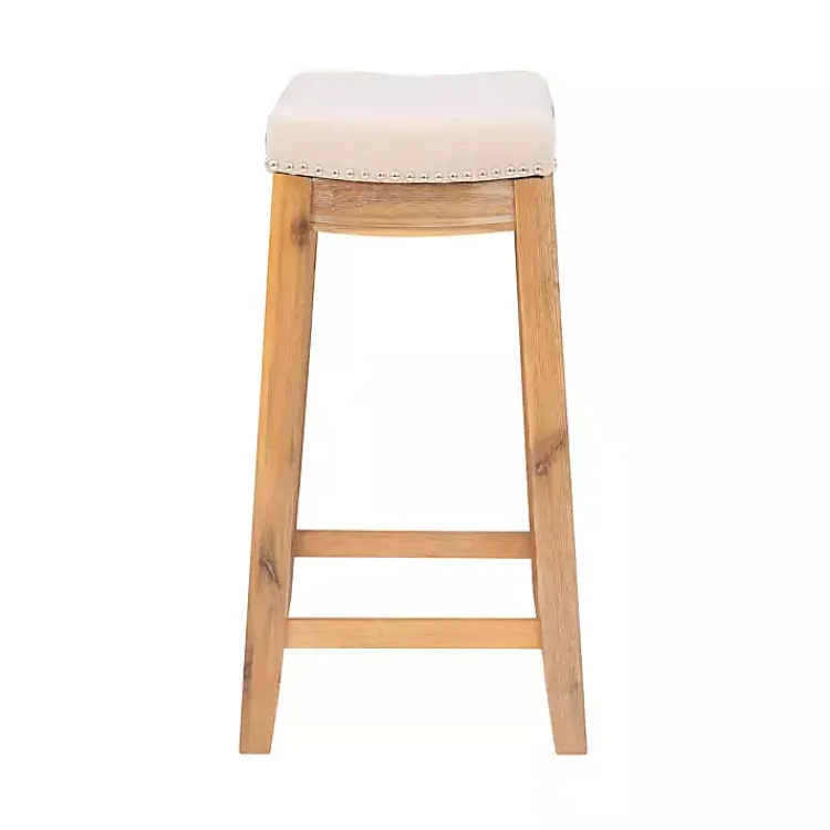 Bar Stools & Counter Height Stools-Kirklands Home Riverdale Acacia Wood Counter Stool White