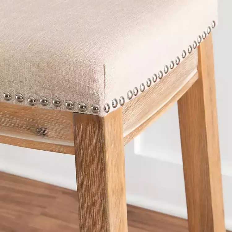 Bar Stools & Counter Height Stools-Kirklands Home Riverdale Acacia Wood Counter Stool White