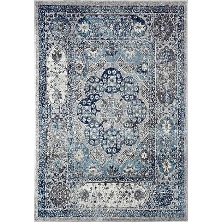 Area Rugs-Kirklands Home Aqua and Gray Alex Loomed Area Rug, 7x9