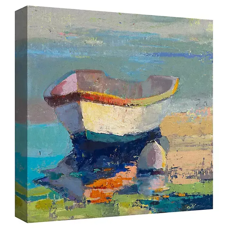 Canvas Art-Kirklands Home Bottle Green Boat Wrapped Canvas Art Print Multi