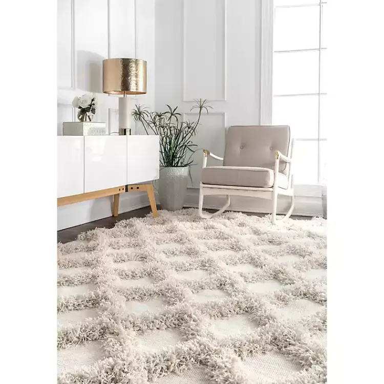 Area Rugs-Kirklands Home Francis Shaggy Diamond Trellis Area Rug, 5x8