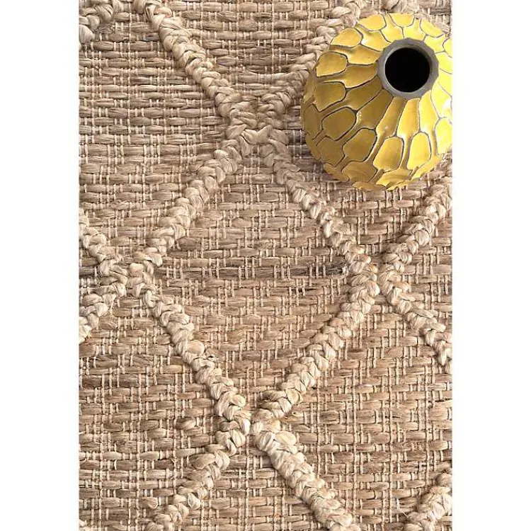 Area Rugs-Kirklands Home Diamond Helen Woven Jute Tassel Area Rug, 8x10 Tan
