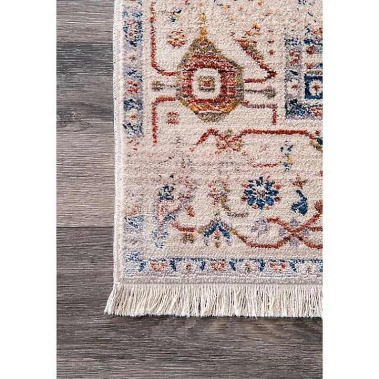 Area Rugs-Kirklands Home Orange Eli Medallion Fringe Area Rug, 5x8