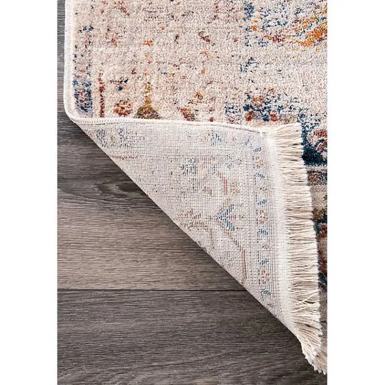 Area Rugs-Kirklands Home Orange Eli Medallion Fringe Area Rug, 5x8
