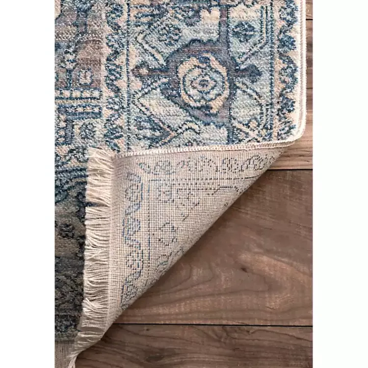 Area Rugs-Kirklands Home Blue Eli Medallion Fringe Area Rug, 4x6