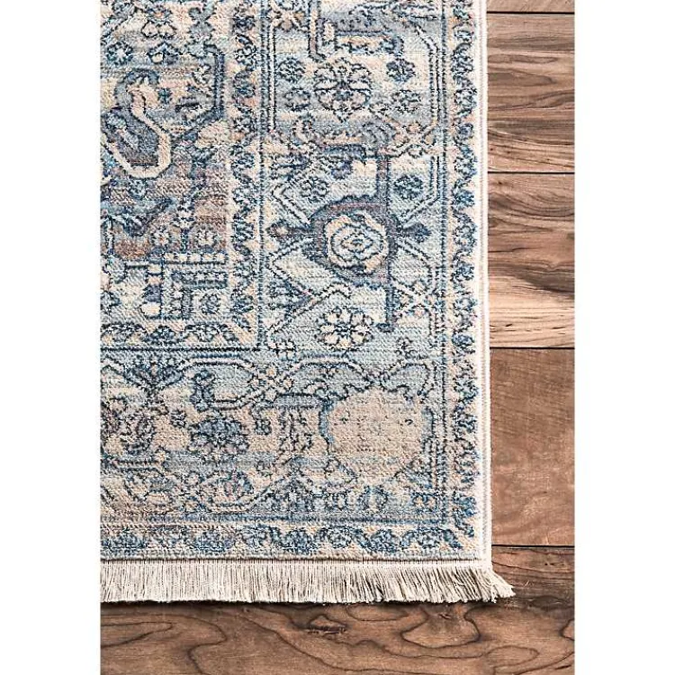 Area Rugs-Kirklands Home Blue Eli Medallion Fringe Area Rug, 8x10