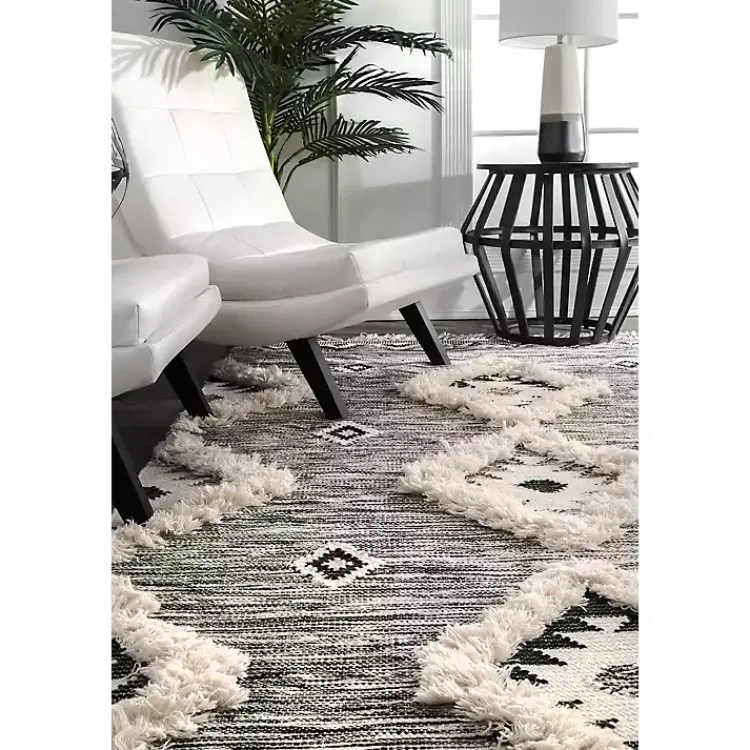 Area Rugs-Kirklands Home Sofia Moroccan Fringe Area Rug, 5x8 Gray