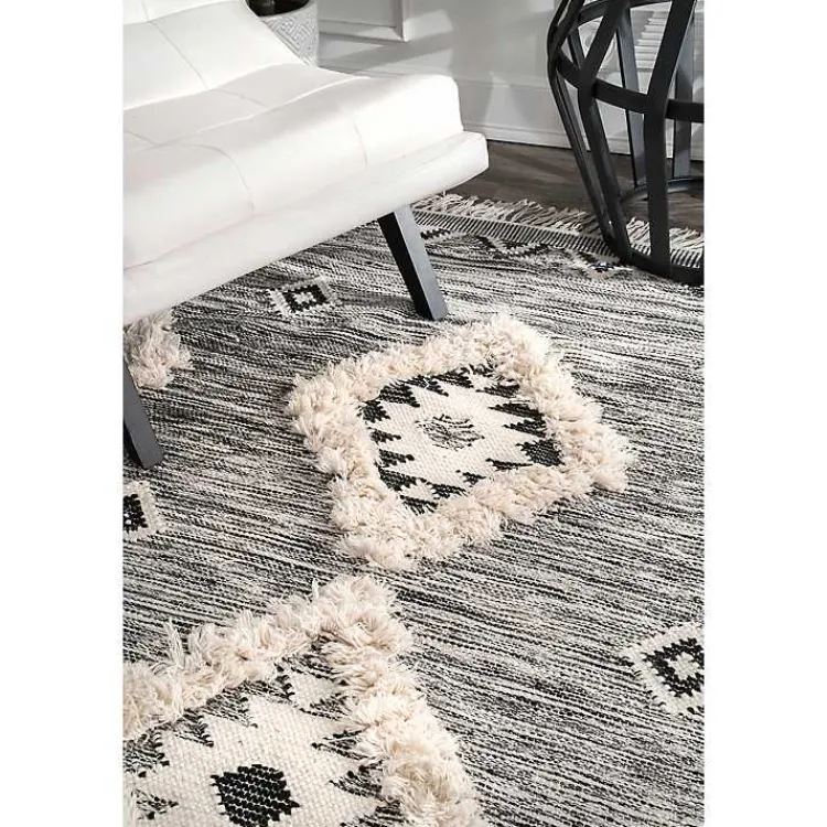 Area Rugs-Kirklands Home Sofia Moroccan Fringe Area Rug, 5x8 Gray