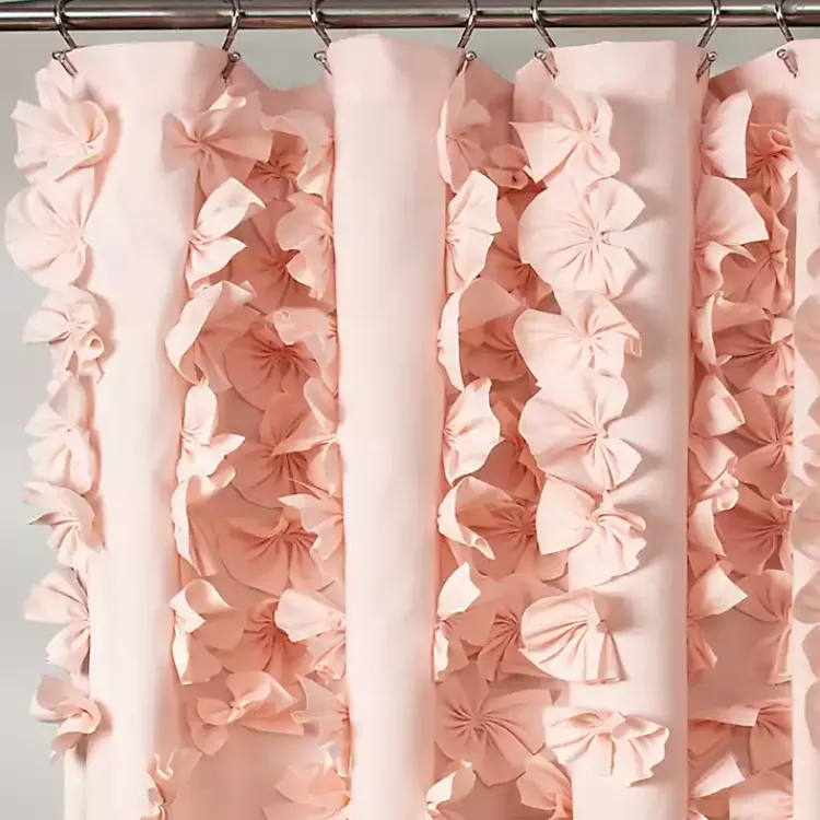 Shower Curtains-Kirklands Home Blush Riley Cascading Bows Shower Curtain Pink