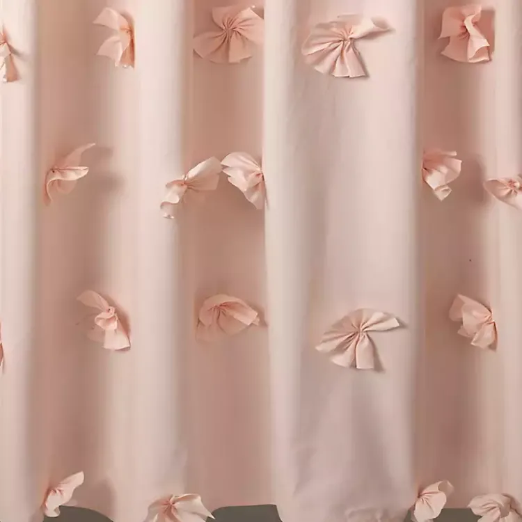 Shower Curtains-Kirklands Home Blush Riley Cascading Bows Shower Curtain Pink
