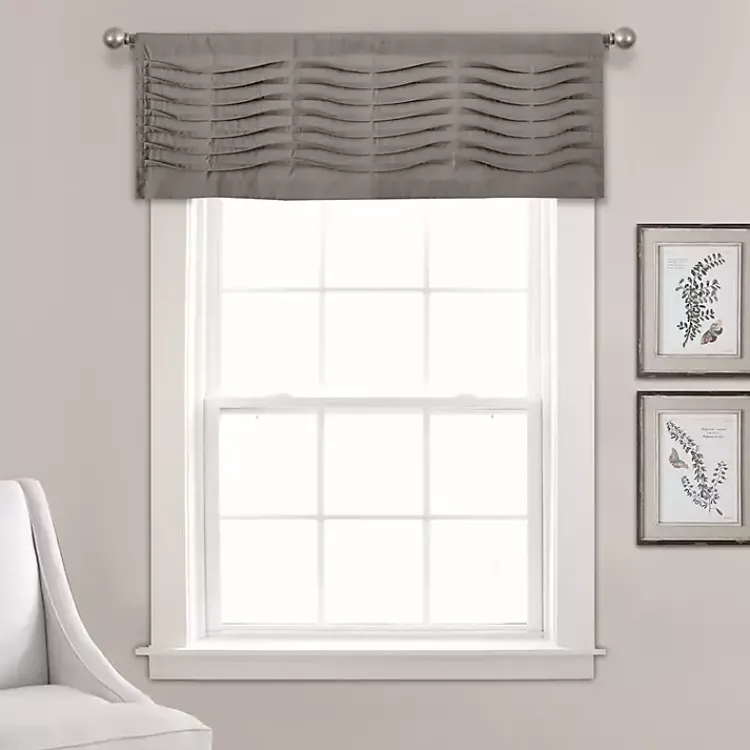 Curtains & Drapes-Kirklands Home Dark Wave Pattern Valance Gray