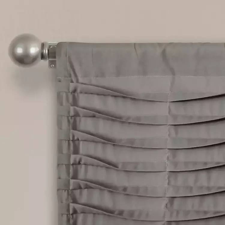 Curtains & Drapes-Kirklands Home Dark Wave Pattern Valance Gray