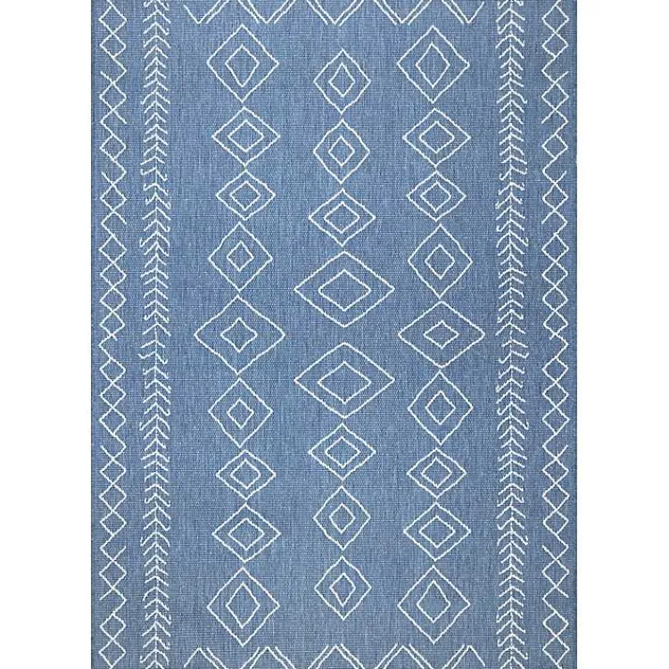 Outdoor Rugs-Kirklands Home Blue Serna Tribal Outdoor Area Rug, 8x11