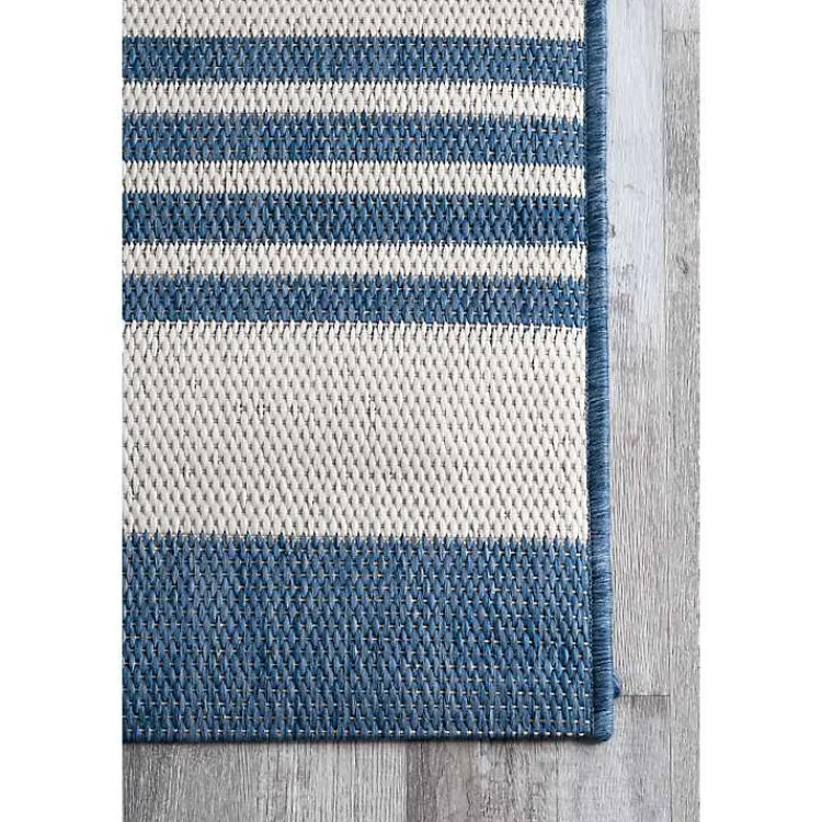 Outdoor Rugs-Kirklands Home Robin Stripe Outdoor Rug, 5x8 Blue