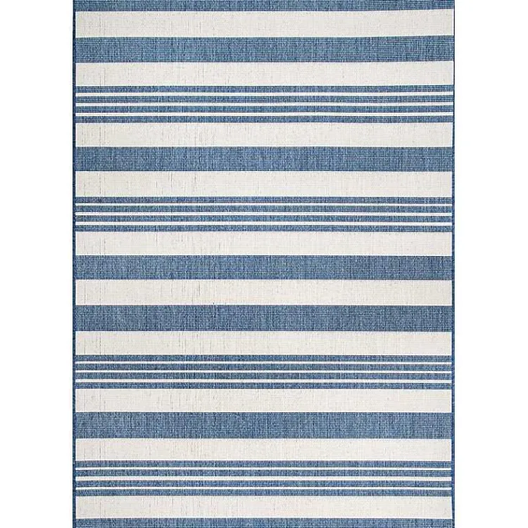 Outdoor Rugs-Kirklands Home Robin Stripe Outdoor Rug, 8x11 Blue