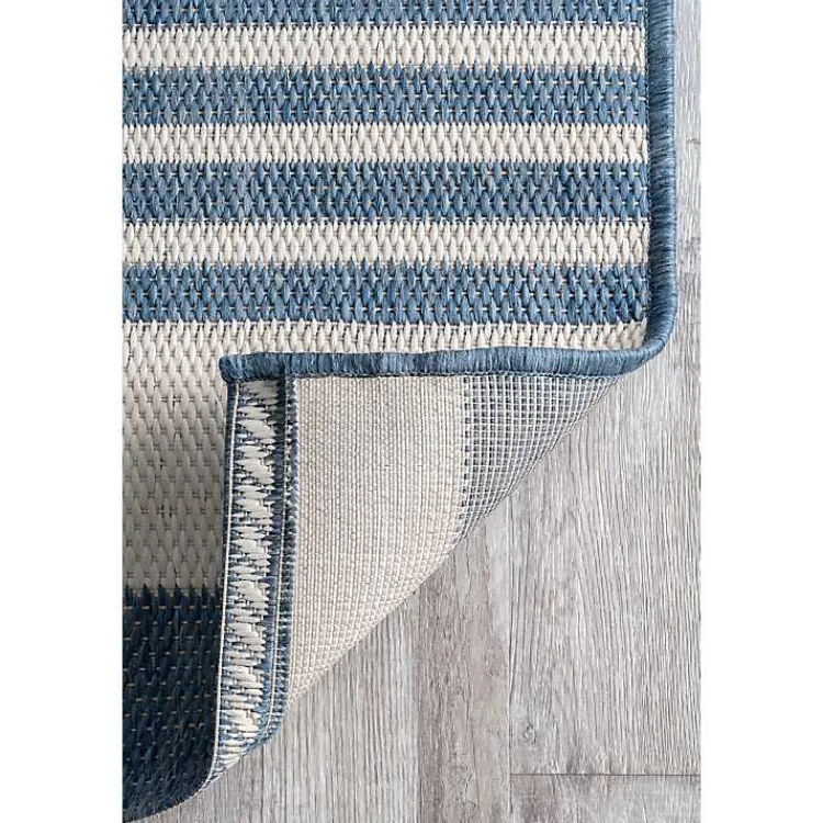 Outdoor Rugs-Kirklands Home Robin Stripe Outdoor Rug, 8x11 Blue
