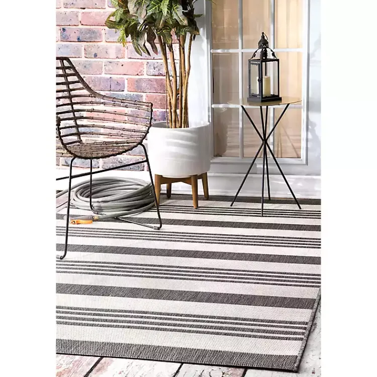 Outdoor Rugs-Kirklands Home Natural Robin Stripe Outdoor Area Rug, 6x9