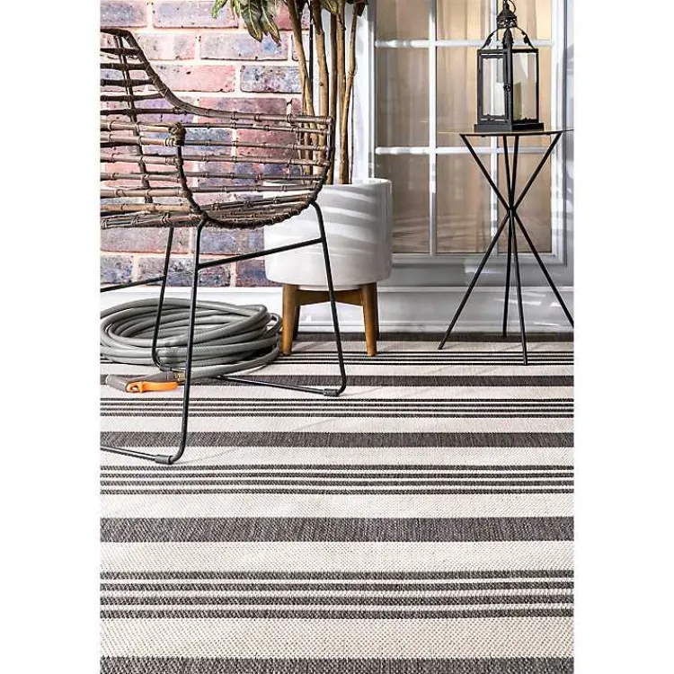Outdoor Rugs-Kirklands Home Natural Robin Stripe Outdoor Area Rug, 6x9