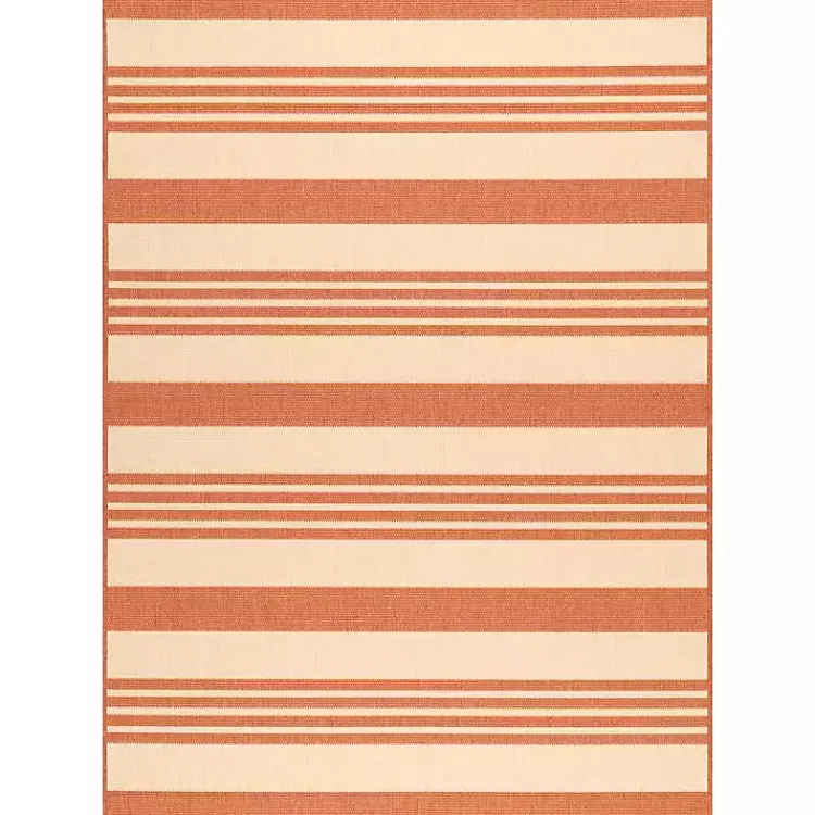 Outdoor Rugs-Kirklands Home Robin Stripe Outdoor Rug, 5x8 Orange