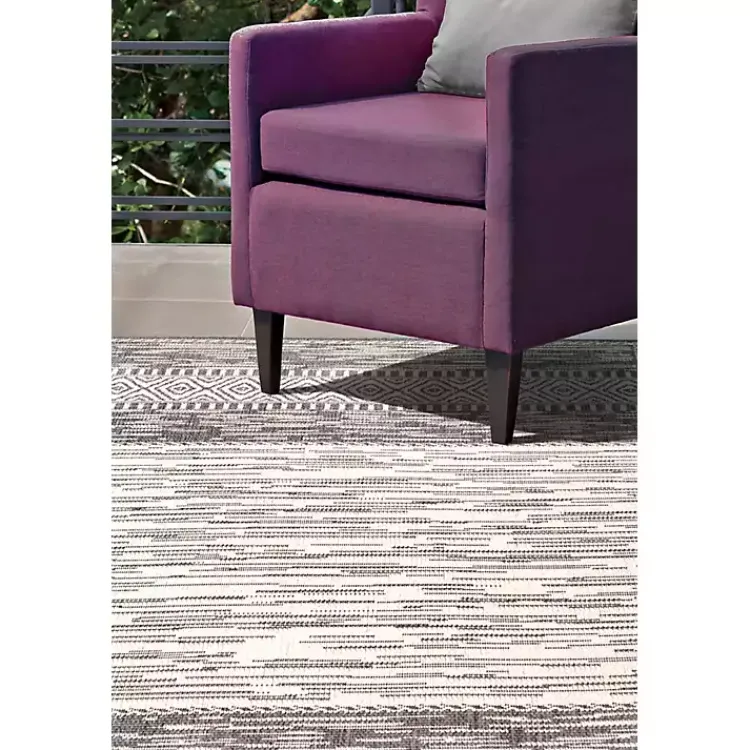 Outdoor Rugs-Kirklands Home Lana Stripe Outdoor Rug, 7x10 Gray