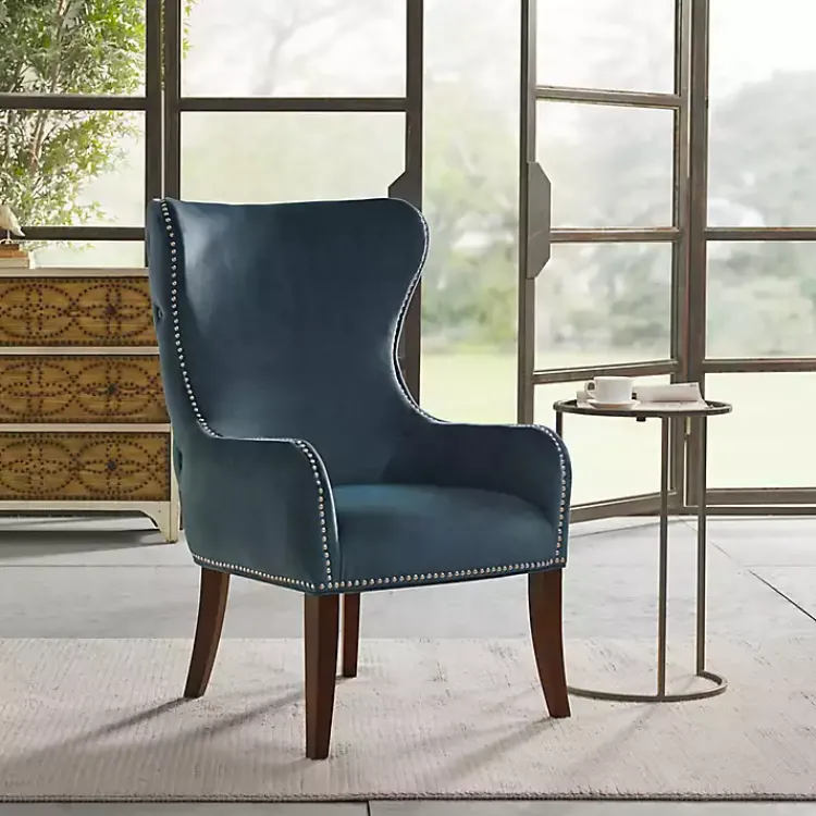 Accent Chairs-Kirklands Home Ivey Button Tufted Accent Chair Blue
