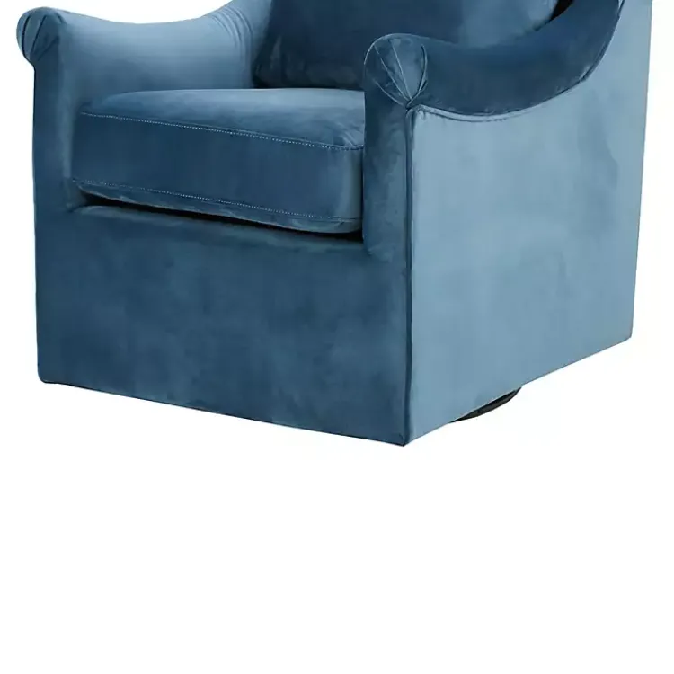 Accent Chairs-Kirklands Home Mora Swivel Accent Chair Blue