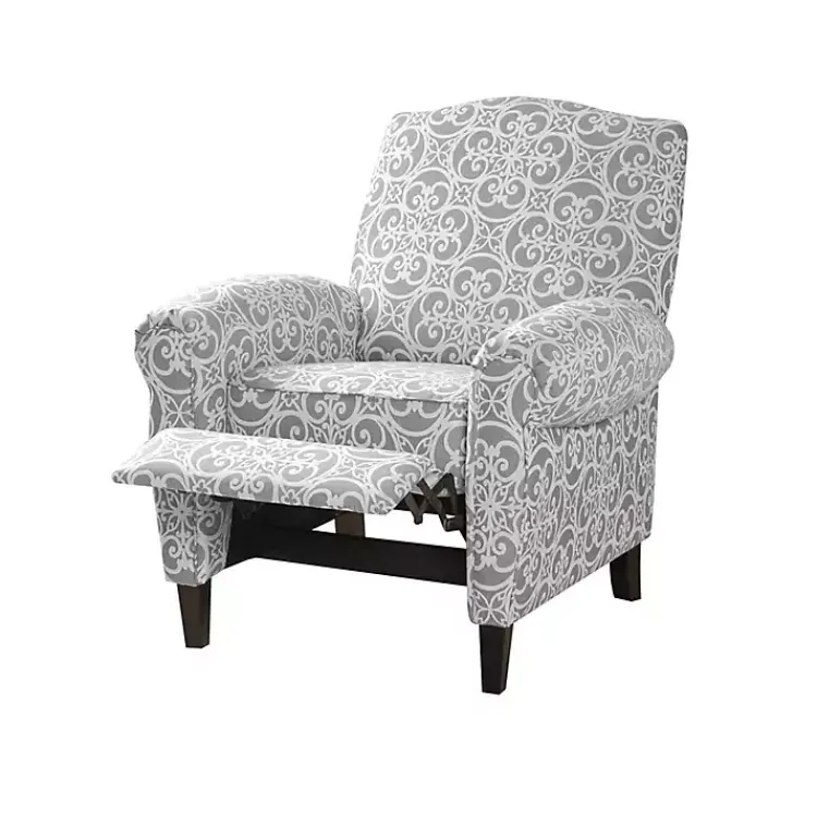 Accent Chairs-Kirklands Home Fretwork Orville Recliner Gray