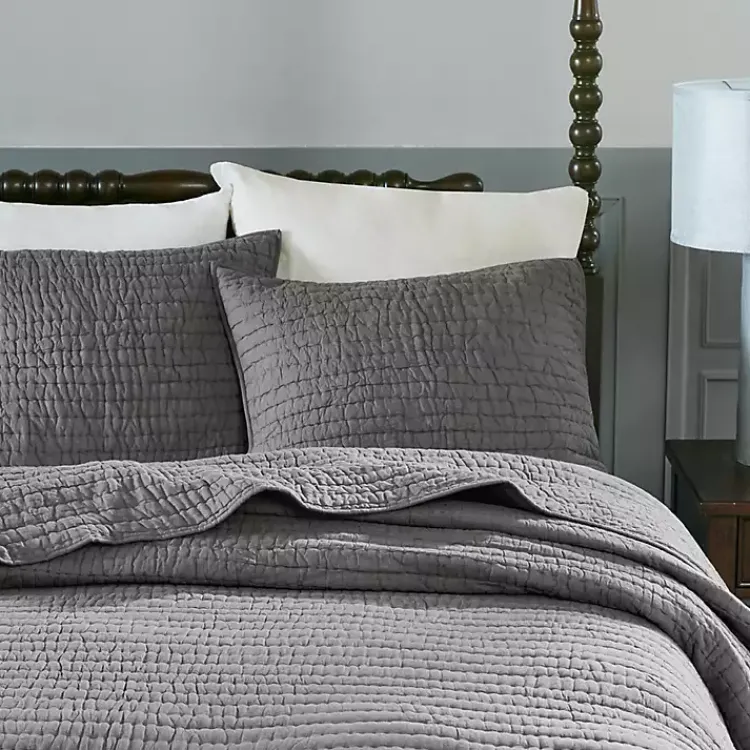 Bedspreads & Coverlets-Kirklands Home Serene Quilted 3-pc. Queen Coverlet Set Gray