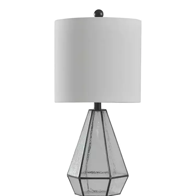 Table Lamps-Kirklands Home Metal and Seeded Glass Cage Table Lamp White