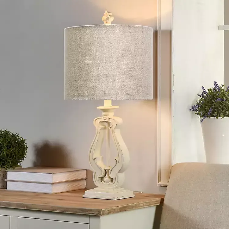 Table Lamps-Kirklands Home Distressed French Farmhouse Table Lamp White