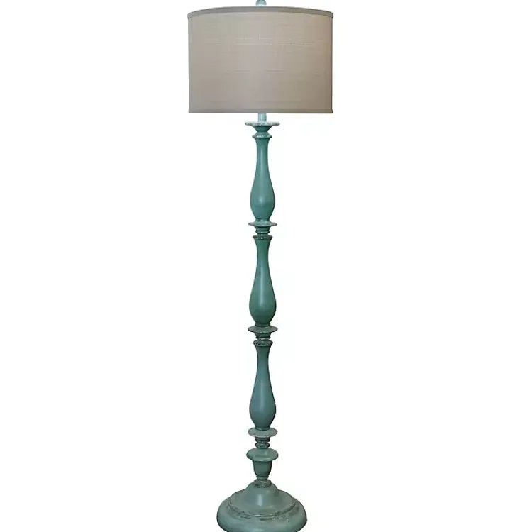 Floor Lamps-Kirklands Home Blue Traditional Avignon Floor Lamp Tan