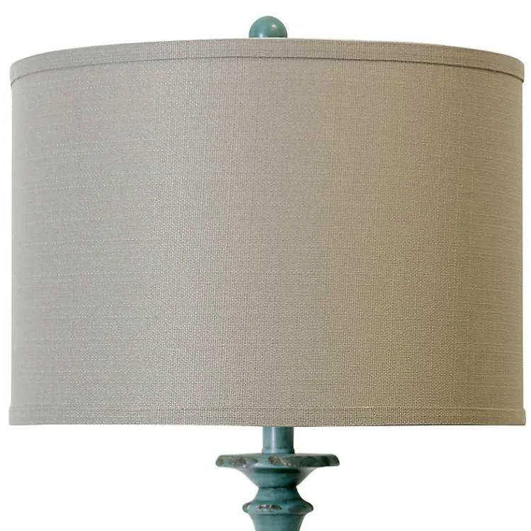 Floor Lamps-Kirklands Home Blue Traditional Avignon Floor Lamp Tan