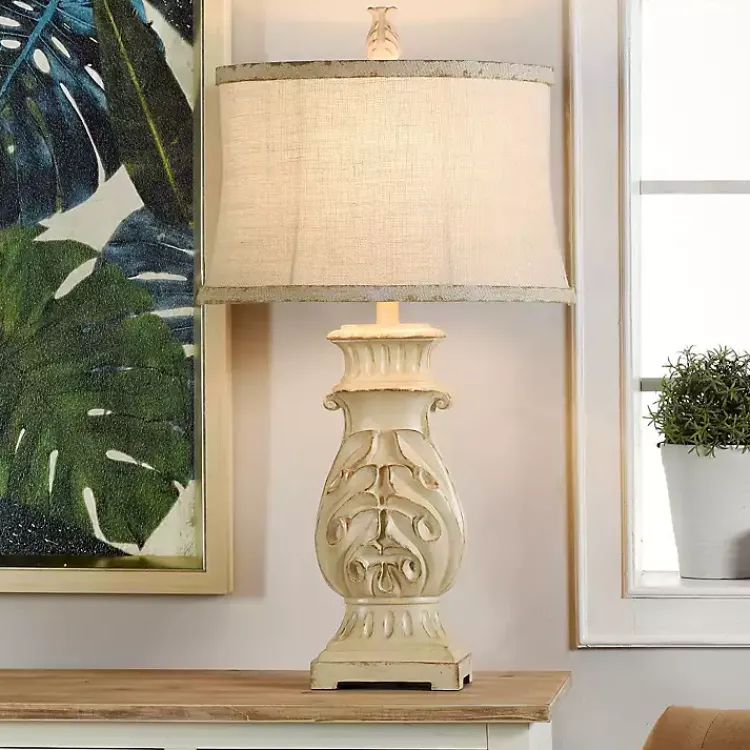 Table Lamps-Kirklands Home Natural French Country Table Lamp White