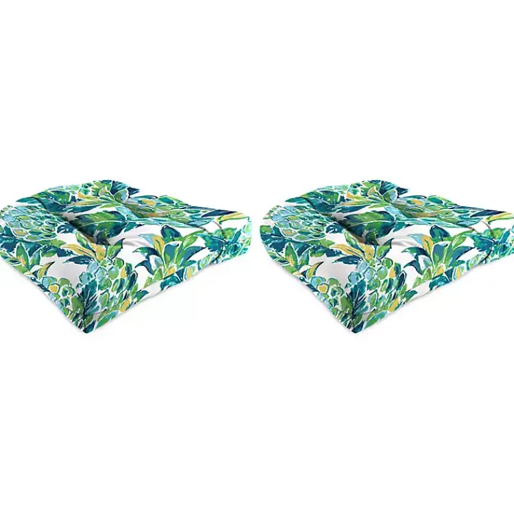 Outdoor Cushions & Pillows-Kirklands Home Opal Vida Wicker Seat Outdoor Cushions, Set of 2 Green