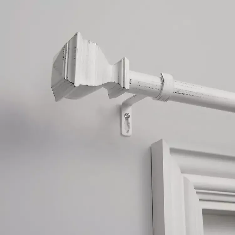 Curtain Rods & Hardware-Kirklands Home Distressed White Napoleon Curtain Rod, 120 in.