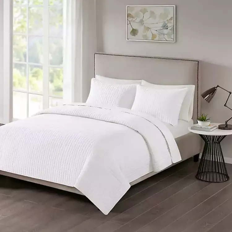 Bedspreads & Coverlets-Kirklands Home Nash 3-pc. Reversible King Coverlet Set White