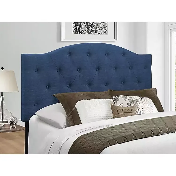 Beds & Headboards-Kirklands Home Navy Bryne Button Tufted Full/Queen Headboard Blue