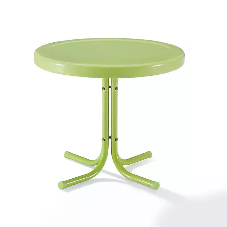 Outdoor Tables-Kirklands Home Key Lime Retro Metal Outdoor Side Table Green