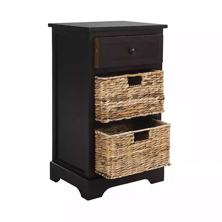 Accent & End Tables-Kirklands Home Cora Accent Table with Woven Storage Baskets Brown