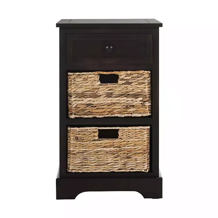 Accent & End Tables-Kirklands Home Cora Accent Table with Woven Storage Baskets Brown