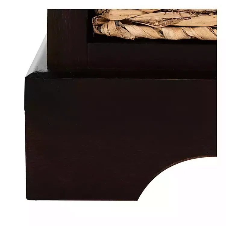 Accent & End Tables-Kirklands Home Cora Accent Table with Woven Storage Baskets Brown