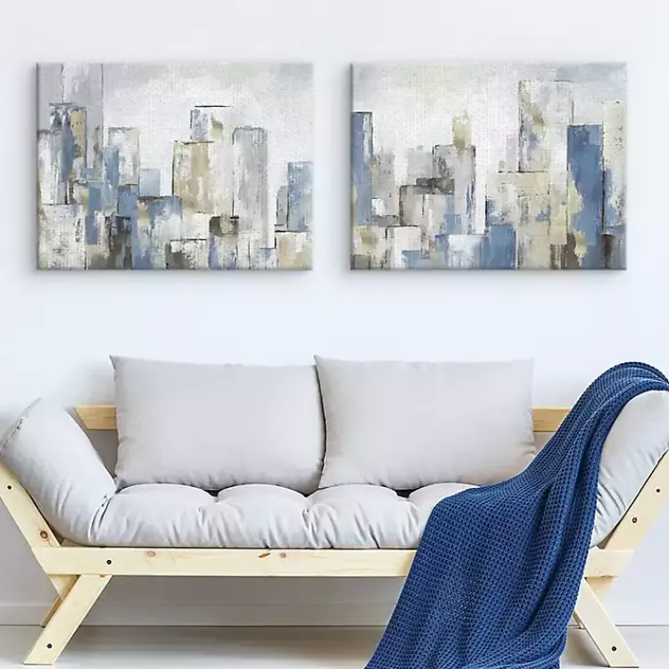 Canvas Art-Kirklands Home Blue City Canvas Art Prints, Set of 2