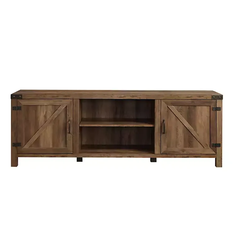 Tv Stands & Media Consoles-Kirklands Home Rustic Oak Barn Door TV Stand Brown
