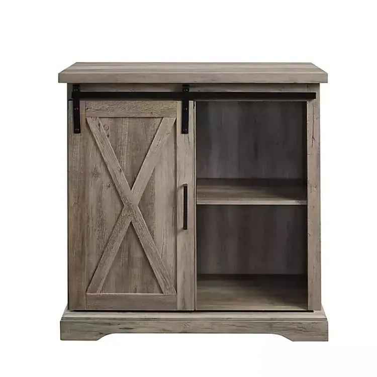 Cabinets & Sideboards-Kirklands Home Wash Sliding Barn Door Cabinet Gray