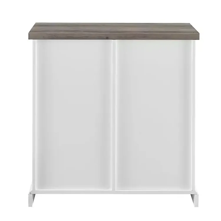 Cabinets & Sideboards-Kirklands Home Slatted Sliding Barn Door White and Cabinet Gray