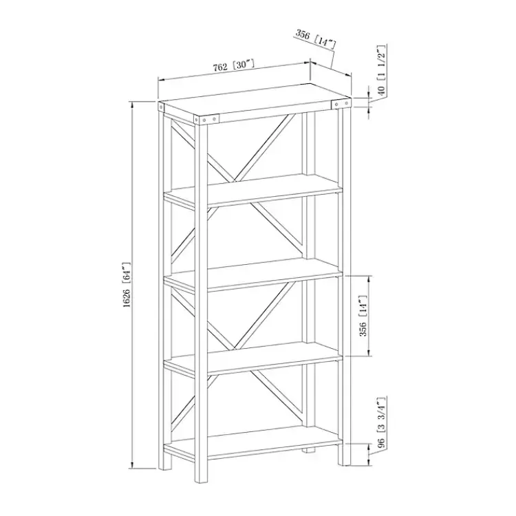 Bookshelves-Kirklands Home Wash Metal X Frame Back Bookshelf Gray