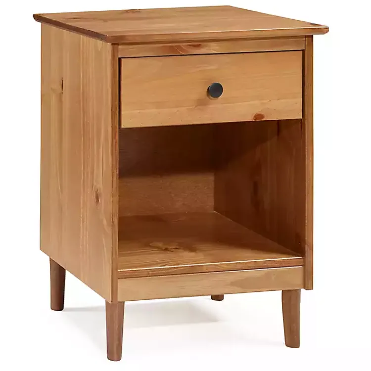Nightstands-Kirklands Home Caramel One-Drawer Wood Nightstand Brown
